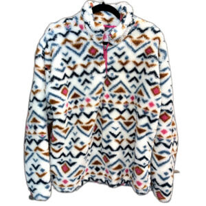 Eddie Bauer Fleece Quarter Zip Granola Camping Outdoor Geometric Women's L